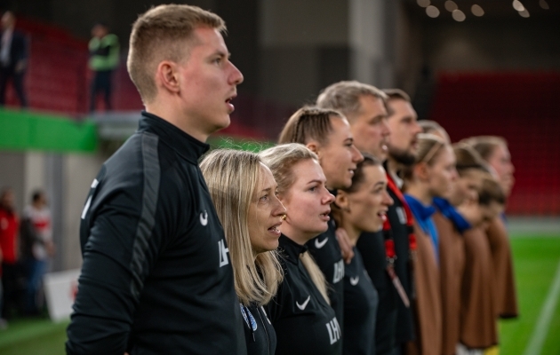 Eesti naiste koondis pingutas, kuid jäi ikka punktideta. Foto: Liisi Troska / jalgpall.ee
