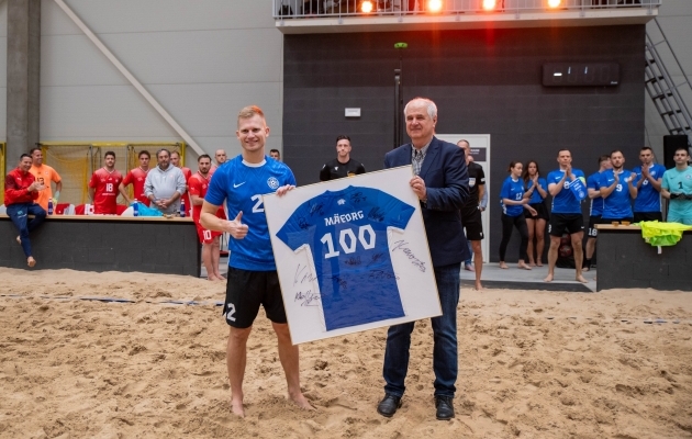 Priit Mäeorg tegi koondisesärgis 100. mängu. Foto: Eesti Jalgpalli Liit