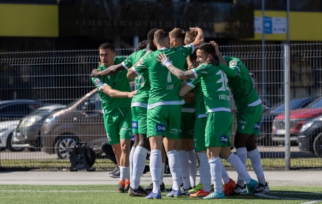 Levadia mängijad väravat tähistamas. Foto: Katariina Peetson / jalgpall.ee