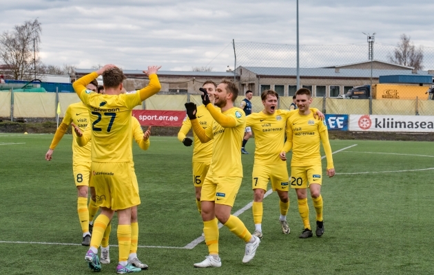 Levadia, Kalju, Paide ja Flora järel enim väravaid löönud Kuressaare asub Unitedi tugevat kaitset murdma. Foto: Allan Mehik