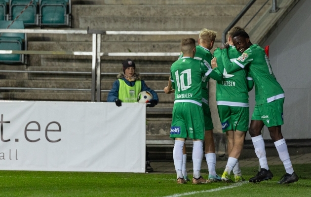 Levadia võiduväravat tähistamas. Foto: Katariina Peetson / jalgpall.ee