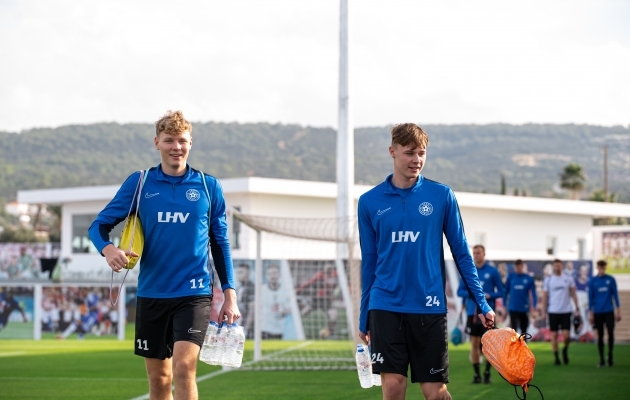 Robert Veering ja Oskar Hõim kuuluvad Eesti U21 koondisesse. Foto: Liisi Troska / jalgpall.ee