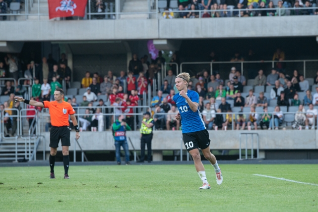 Kevor Palumets näitas penaltipunktil raudseid närve. Foto: Liisi Troska / jalgpall.ee