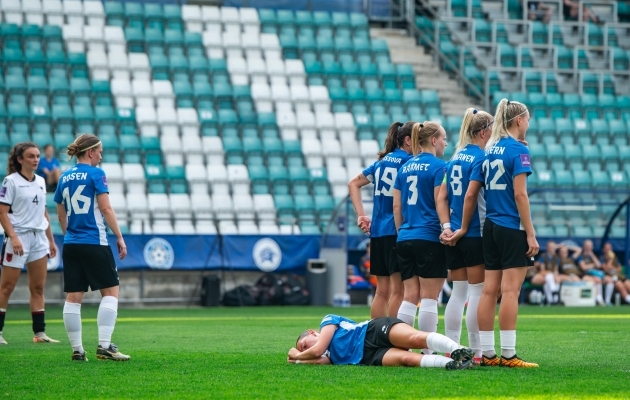 Eesti naiste koondis mängus Albaaniaga. Foto: Liisi Troska / jalgpall.ee