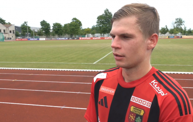 Kevin Mätas mängujärgsel intervjuul. Foto: Soccernet.ee