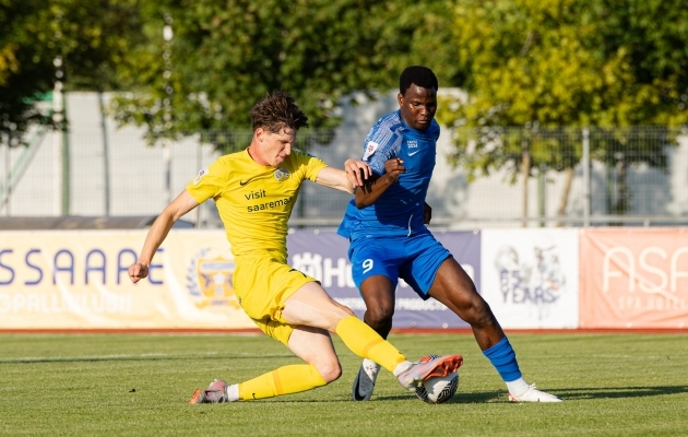 Karl Orren või Ahmed Adebayo Basher? Kuna Tammeka mehel jäi skoor avamata, võis lõpuvilega koos tõdeda: Orren! Foto: Katariina Peetson / jalgpall.ee