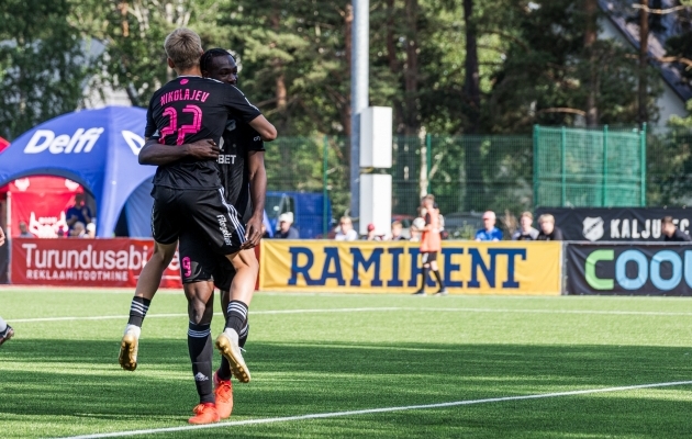 Promise Davidi viimaseks "sõnaks" jäi 18. juuni duubel JK Tallinna Kalevi võrku. Foto: Katariina Peetson / jalgpall.ee