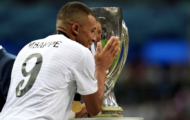 Kylian Mbappe võitis Real Madridi särgis esimese karika. Foto: Scanpix / Massimo Paolone / LaPresse via ZUMA Press Wire