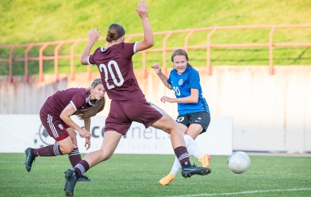 Elisabeth Õispuu lõi Eesti võiduvärava. Foto: Liisi Troska / jalgpall.ee