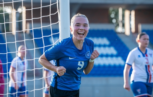 Vanessa Grutop lõi Fääri saartele kaks väravat. Foto: Liisi Troska / jalgpall.ee