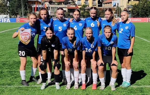 Eesti neidude U15 koondis võitis Põhja-Makedoonia eakaaslasi. Foto: Eesti Jalgpalli Liit