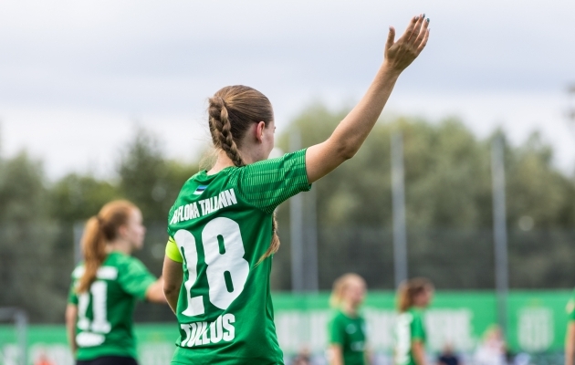 Tallinna FC Flora kapten Kristiina Tullus peab mõne aasta jooksul juba teist tõsisest põlvevigastusest tingitud mängupausi. Foto: Katariina Peetson / jalgpall.ee