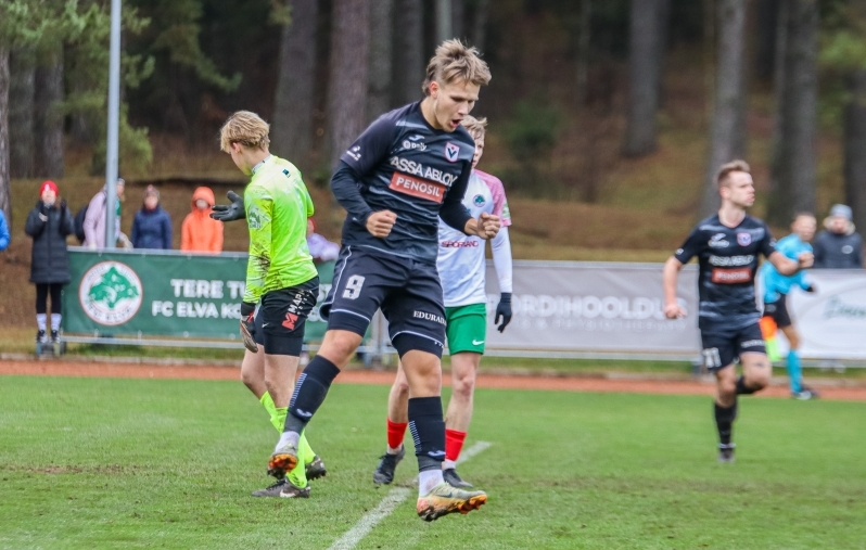 Tänavusel hooajal taevastesse kõrgustesse kerkinud Gregor Lehtmets lõi Elvas 30. ja 31. värava. Foto: Carolin Hunt