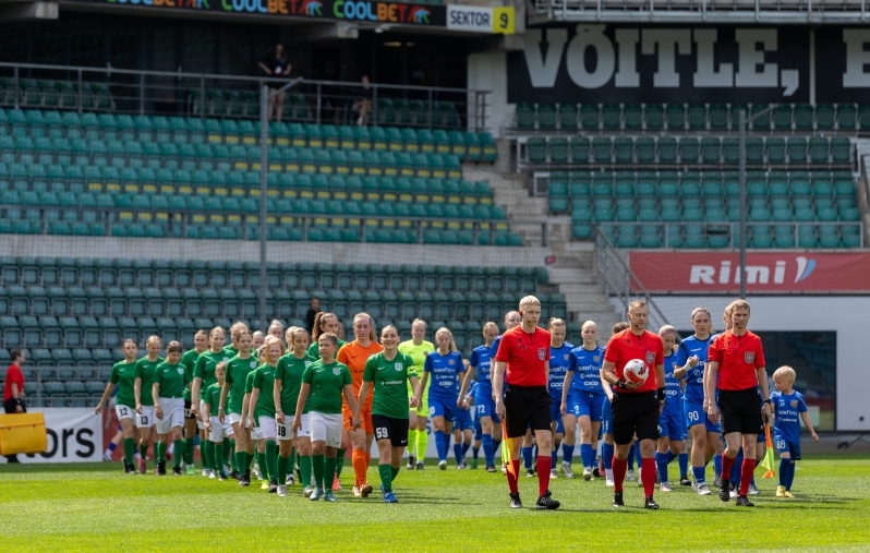 Naiste karikafinaali ennustavad mängijad ise samu võistkondi, kes olid seal ka tänavu: FC Florat ja JK Tabasalut. Foto: Katariina Peetson / jalgpall.ee