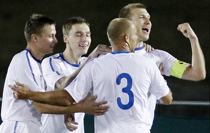 Pole just palju mehi, kes saavad öelda, et on Eesti koondise eest Los Angeleses värava löönud. Ragnar Klavan saab! Foto: Scanpix / Danny Moloshok / AP Photo