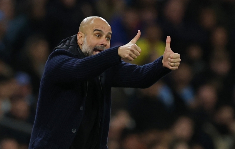 Pep Guardiola keskendus seekord vastasmeeskonna kiitmisele. Foto: Scanpix / Phil Noble / Reuters