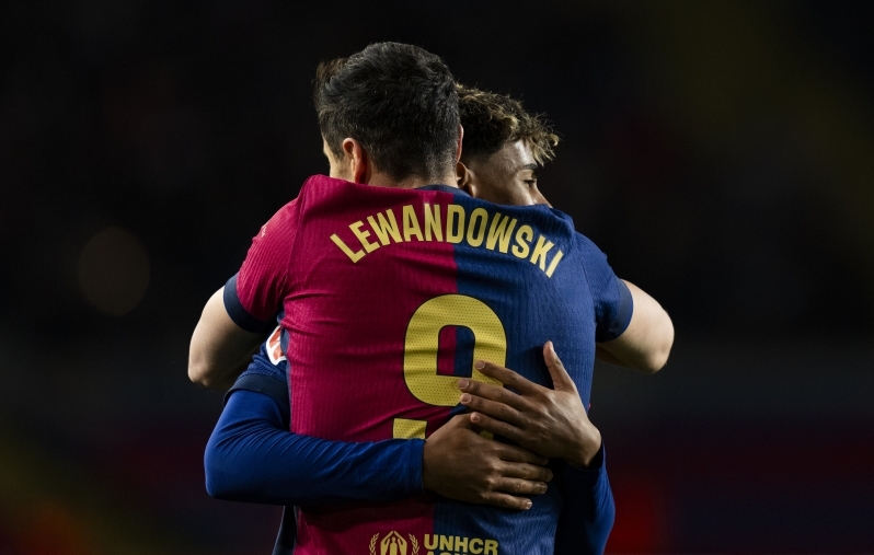 Robert Lewandowski ja Lamine Yamal sepistasid Barcelona võiduvärava. Foto: Scanpix / Siu Wu / picture alliance