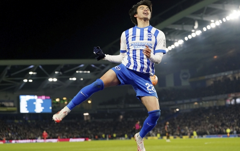 Brighton suundus Kaoru Mitoma võiduvärava toel järgmisesse ringi. Foto: Scanpix / Gareth Fuller / PA via AP