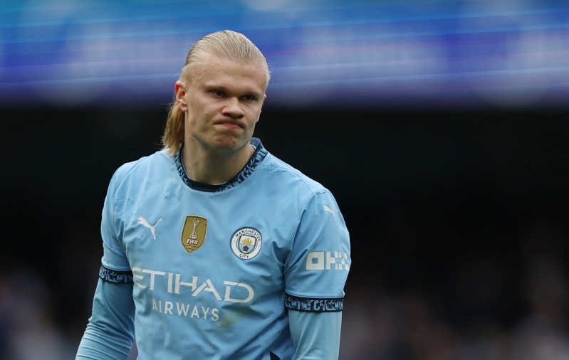 Erling Haaland võttis enda nimele järjekordse rekordi, kuid tuju see tal liiga heaks ei teinud, sest Manchester City andis taas kaks punkti käest. Foto: Scanpix / Lee Smith / Reuters