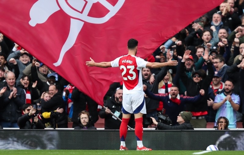 Mikel Merino tõi Arsenalile derbivõidu. Foto: Scanpix / Izzy Poles / News Images via ZUMA Press Wire