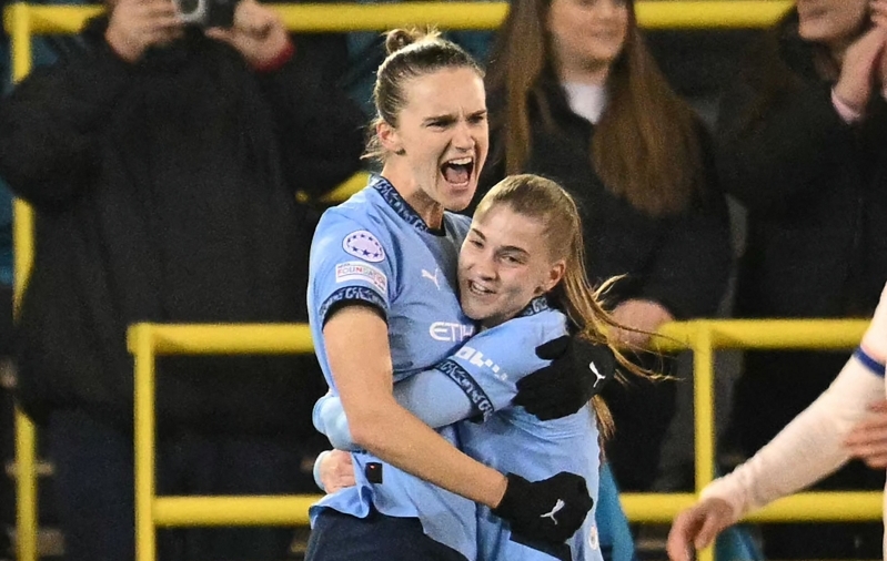 Vivianne Miedema 2, Londoni Chelsea 0. Manchester City tegi sammu Meistrite liiga poolfinaali suunas. Foto: Scanpix / Oli Scarff / AFP