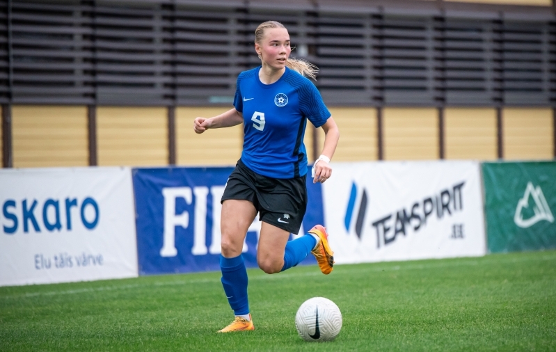 Vanessa Grutop U19 Balti turniiri mängus, mis lõppes tema jaoks tõsise vigastusega. Foto: Liisi Troska / jalgpall.ee
