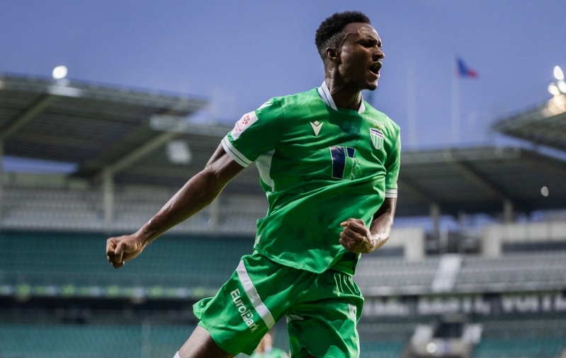 Bubacarr Tambedou lõi Levadia 3:1 võidumängus Transi vastu kaks väravat. Foto: Katariina Peetson / jalgpall.ee