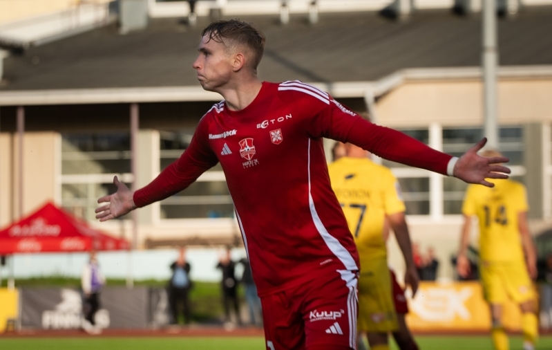 Ramol Sillamaa lõi Harju avavärava ja aitas omad 2:1 võidule. Foto: Liisi Troska / jalgpall.ee