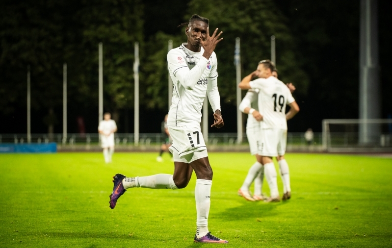 Debütant Bubacarr Trawally skooris. Foto: Liisi Troska / jalgpall.ee