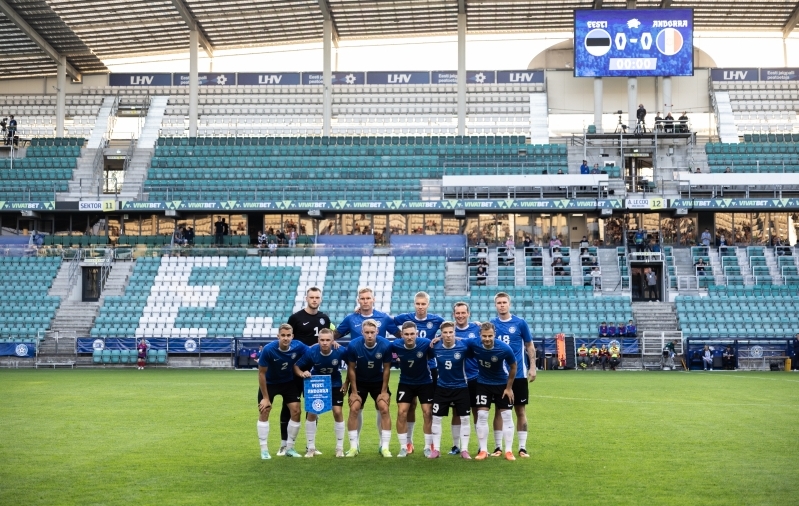 Eesti koondis m&auml;ngus Andorraga. Foto: Brit Maria Tael