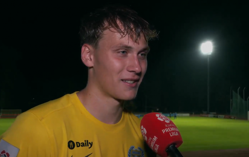 Oscar Pihela mängujärgsel intervjuul. Foto: Soccernet.ee