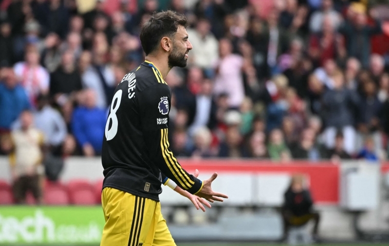 Bruno Fernandese reaktsioon penaltieksimusele. Foto: Scanpix / Justin Tallis / AFP