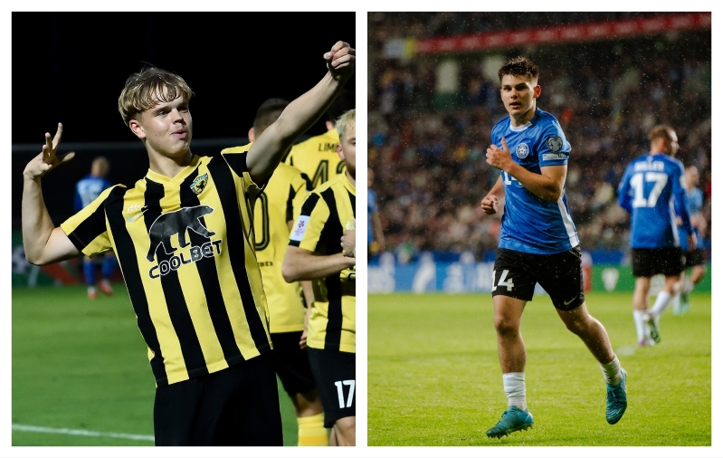 Marten-Chris Paalberg ja Patrik Kristal tõmbavad Eesti koondise keskmist vanust kõvasti allapoole. Fotod. Imre Pühvel; Liisi Troska / jalgpall.ee