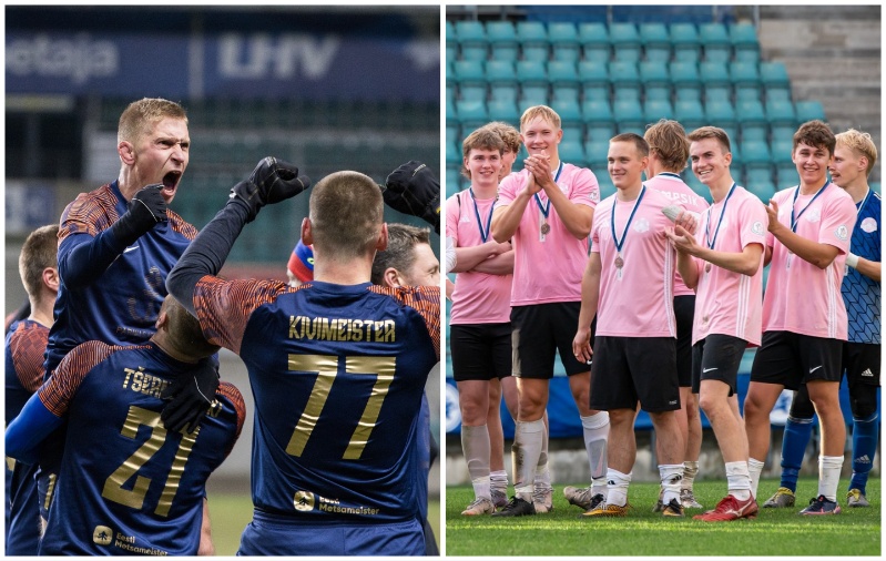 Rahvaliiga finaalis astuvad võistlustulle FC Tartu ja FC Kubik. Fotod: Katariina Peetson / jalgpall.ee; Liisi Troska / jalgpall.ee