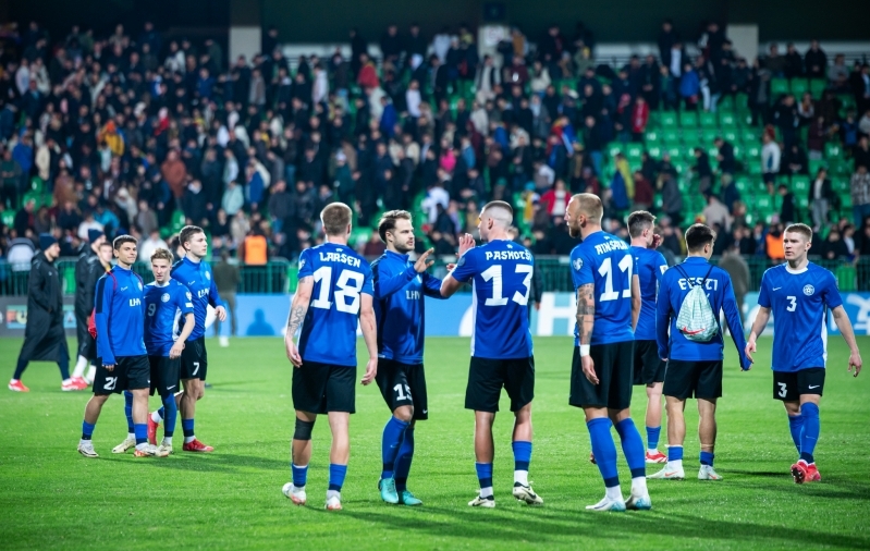 Eesti koondis võitis 2025. aastal ühe MM-valikmängu (võõrsil Moldova vastu). Foto: Liisi Troska / jalgpall.ee