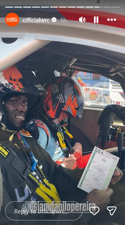 Danilo Pereira ja Ott Tänak ralliautos. Foto: kuvatõmmis