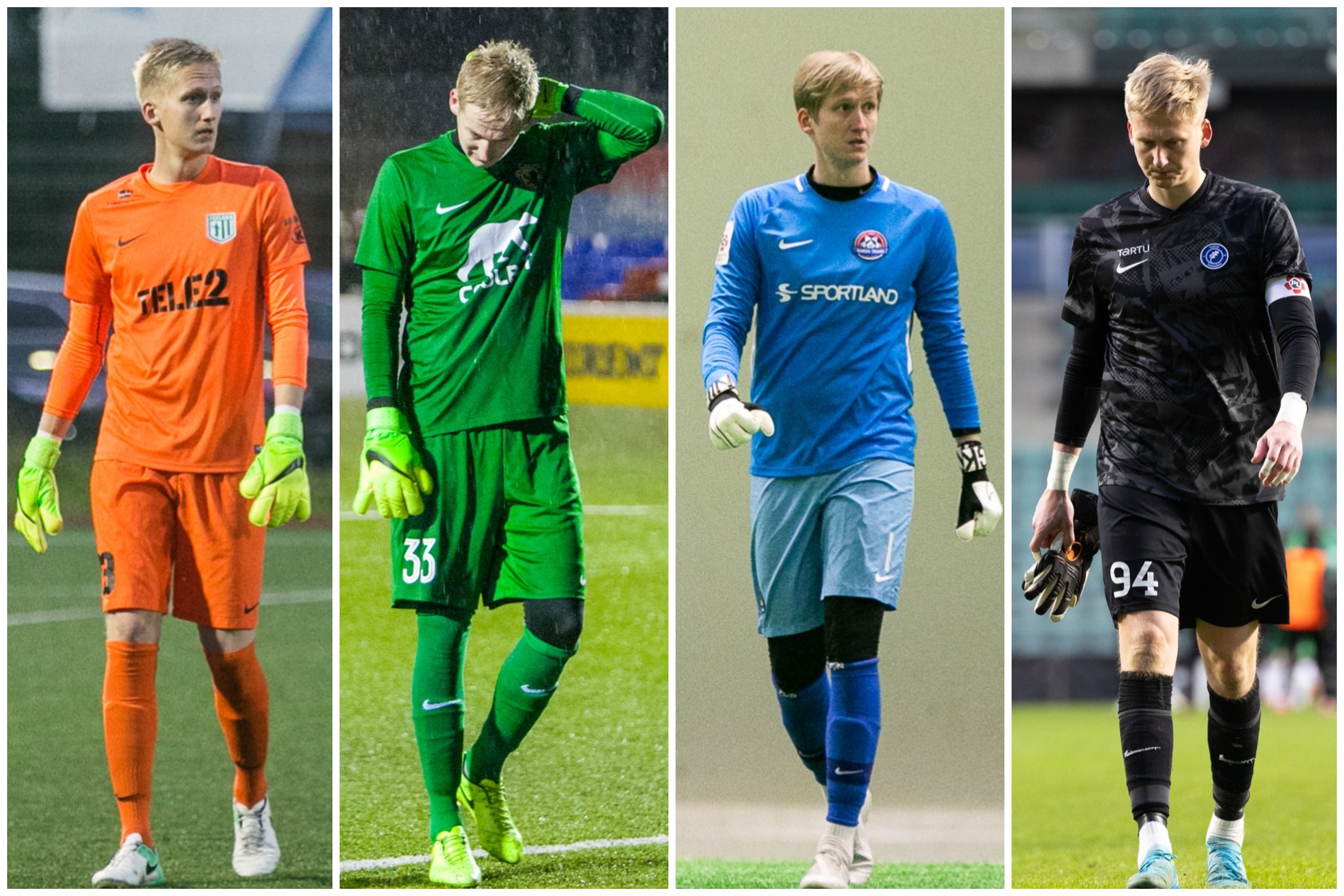 Aland erinevate meeskondade särkides. Fotod: Liisi Troska / jalgpall.ee; Gertrud alatare; Brit Maria Tael; Katariina Peetson / jalgpall.ee