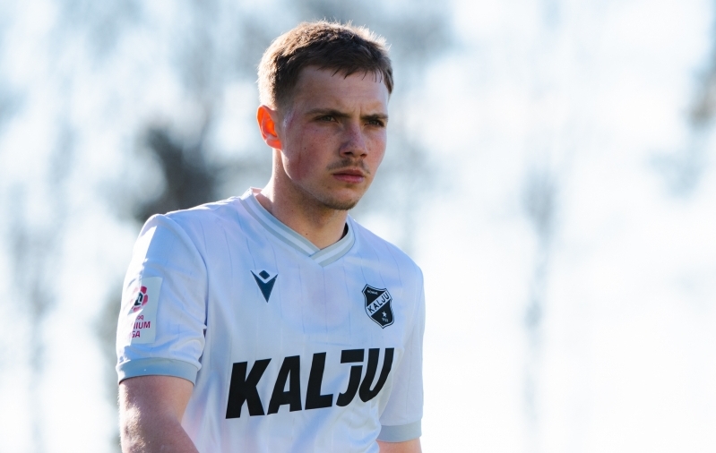 Oleksandr Musolitin kontrollis aprillis Kalju keskv&auml;lja. Foto: Liisi Troska / jalgpall.ee