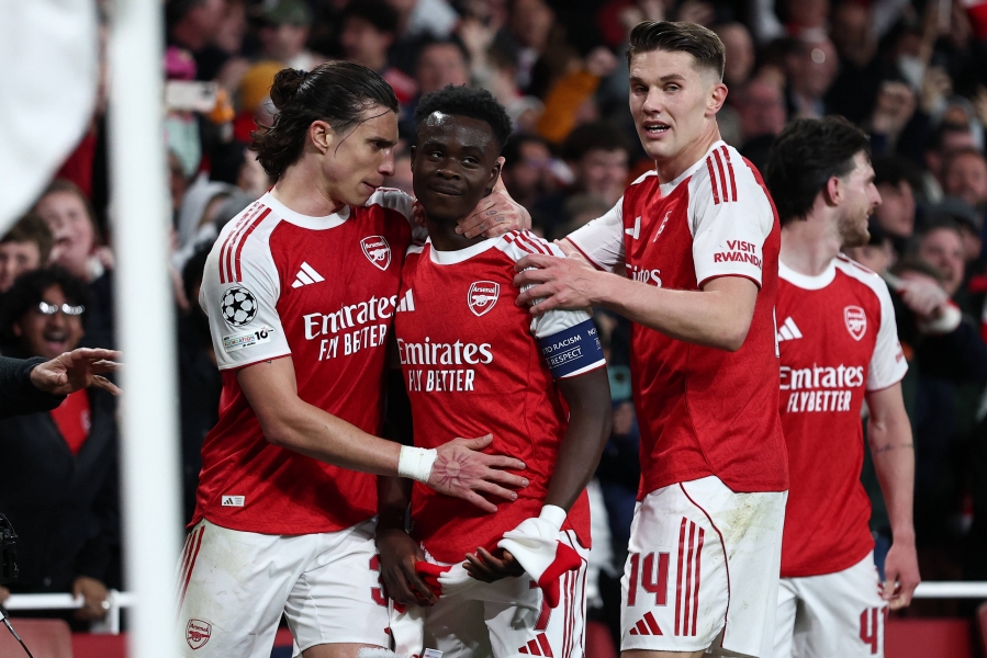 Bukayo Saka v&auml;rav viis Arsenali 20-aastase pausi j&auml;rel Meistrite liiga finaali. Foto: David Klein, IMAGO/Sportimage/Scanpix