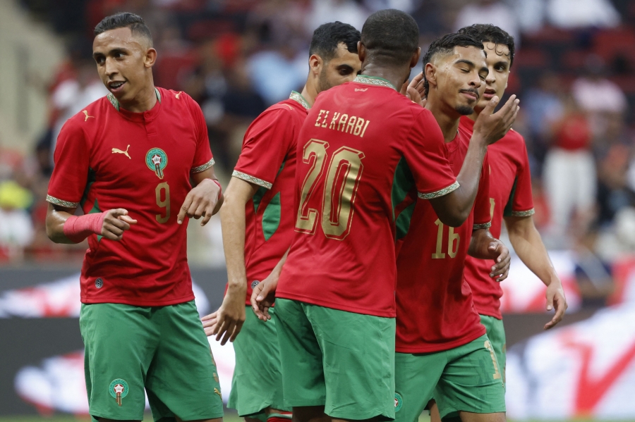 Maroko j&otilde;udis 2022. aasta MM-il poolfinaali. Kuidas l&auml;heb seekord? Foto: Scanpix / Abdel Majid Bziouat / AFP