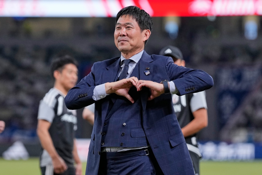 Jaapani peatreener Hajime Moriyasu. Foto: Scanpix / Eugene Hoshiko / AP Photo