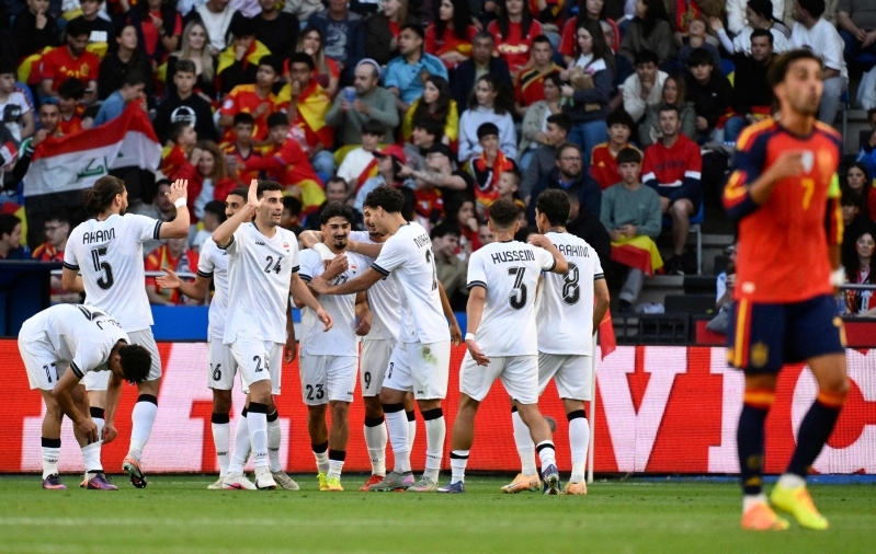 Iraak &uuml;llatas MM-finaalturniiri eel Hispaaniat 1:1 viigiga. Foto: Scanpix / Ander Gillenea / AFP
