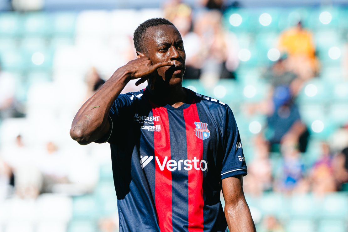 Abdourahman Badamosi l&otilde;i Paide esimese v&auml;rava. Foto: Liisi Troska / jalgpall.ee