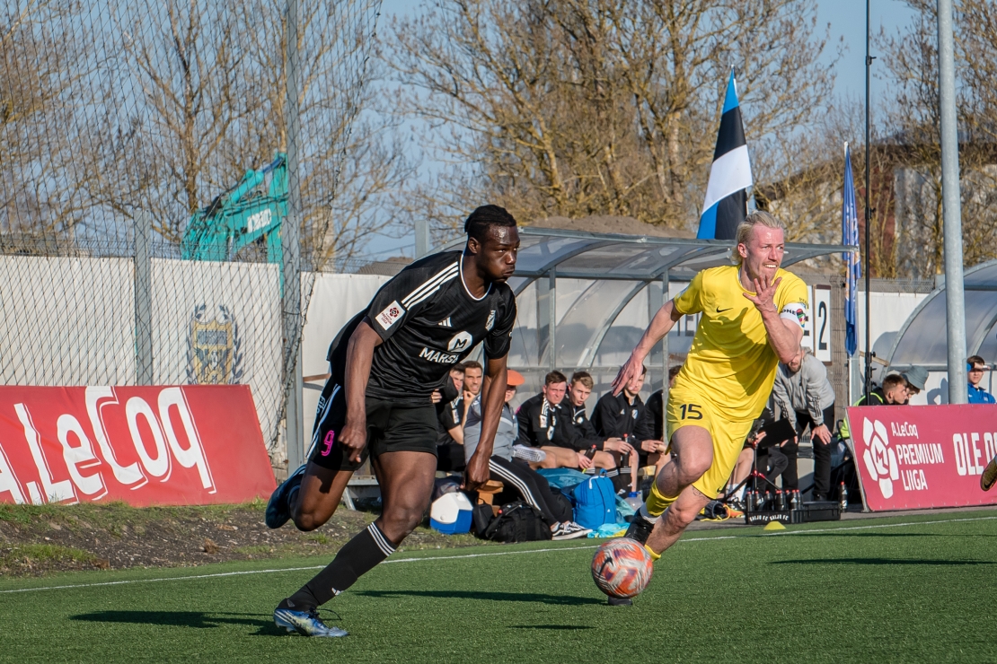 Tundmatu suurus: esimest korda M&auml;rten Pajunurme vastu astudes oli Promise Davidil Premium liiga kogemust t&auml;pselt kolme minuti jagu. Foto: Allan Mehik