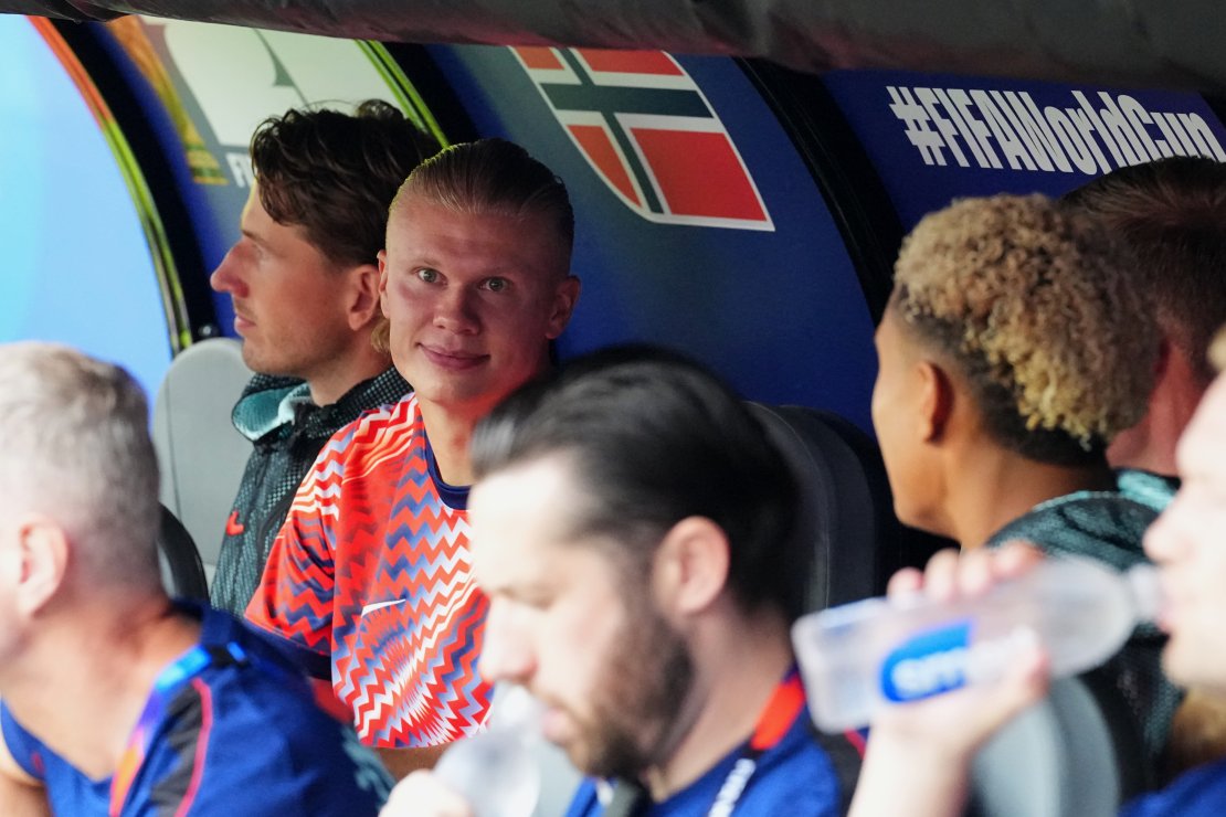 Erling Haaland sai Prantsusmaa vastu puhkep&auml;eva. Foto: Scanpix / Martin Meissner / AP Photo