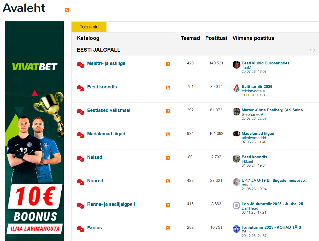Soccernet.ee foorum on taas töökorras